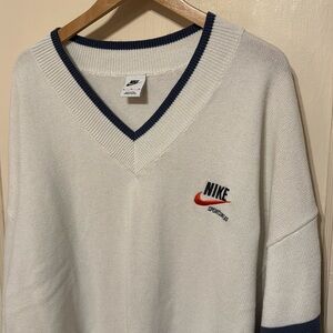 Nike - Trend V-Neck Sweater Sail Off White Knit Retro Classic Icon Logo